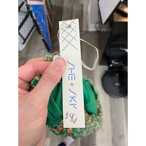 She + Sky NWT Green Floral Ruffle Dress Empire Waist Size Large - Picture 13 of 13